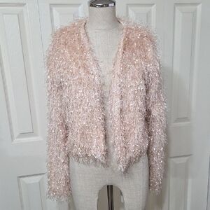 Elegant Pink Fuzzy Women's Jacket